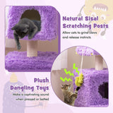 Cute Monster-Themed Cat Tower with 2 Private Condos and Soft Long Plush-Purple