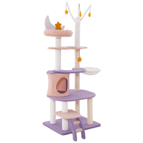 Multi-level Cat Tower with Sisal Covered Scratching Posts-M