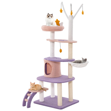 Multi-level Cat Tower with Sisal Covered Scratching Posts-M