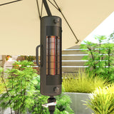 Outsunny Electric Umbrella Parasol Mounted Patio Heater for 25-70 mm Poles, 2000 W Outdoor Garden Heater with 2 Heat Setting, 6  Coverage, Tip-Over Protection, Black