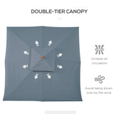 Outsunny 3 x 3 metre Patio Parasol Garden Umbrellas Sunshade Outdoor Wooden Parasol Canopy Double Tier, Dark Grey, BASE NOT INCLUDED