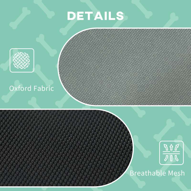 PawHut Raised Dog Bed Waterproof Elevated Pet Cot with Breathable Mesh UV Protection Canopy Grey, for XL Dogs, 122 x 92 x 108cm