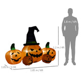 Outsunny 6ft Inflatable Halloween Large Pumpkin in Hat with Four Small Pumpkins, Blow-Up Outdoor LED Display for Lawn, Garden, Party