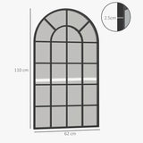 HOMCOM 110 x 62 cm Arched Decorative Wall Mirror for Bedroom Living Room, Modern Window Bathroom Mirror for Home Decor