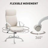 HOMCOM Fabric High Back Office Chair - Cream White
