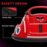 AIYAPLAY Angry Bird Licensed Waltzer Car, 12V Kids Bumper Car w/ Joysticks, Remote, Music LED Lights, Red