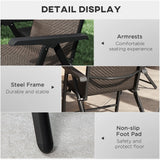 Outsunny Set of Four Folding Garden Chairs, with Seven-Position Adjustable Backs, Dark Brown