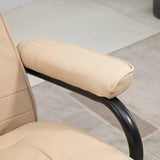HOMCOM Swivel Recliner Chair and Footstool, Faux Leather Massage Recliner Armchair with Remote Control and Round Wrapped Base, Beige