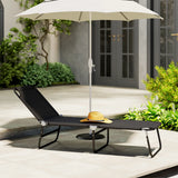 Outsunny Foldable Sun Lounger with 5-Position Adjustable Backrest, Outdoor Portable Recliner Chaise Lounge Chair with Breathable Mesh Fabric, Black