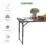 Outsunny 4FT Portable Metal Picnic Table, 22Lx61Wx53/71.5H cm-Black/Brown