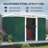 Outsunny 9ft x 4ft Metal Garden Shed, Outdoor Tool House with Foundation Kit, Ventilations and Double Doors, Deep Green