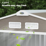 Outsunny 7 x 4ft Metal Garden Storage Shed with Vents, Floor Foundation Kit and Lockable Double Doors, Light Brown