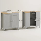 kleankin Under Sink Cabinet, Bathroom Sink Cabinet with 2 Doors, Pedestal Under Sink Design, Freestanding Bathroom Cupboard with Adjustable Shelf, Grey