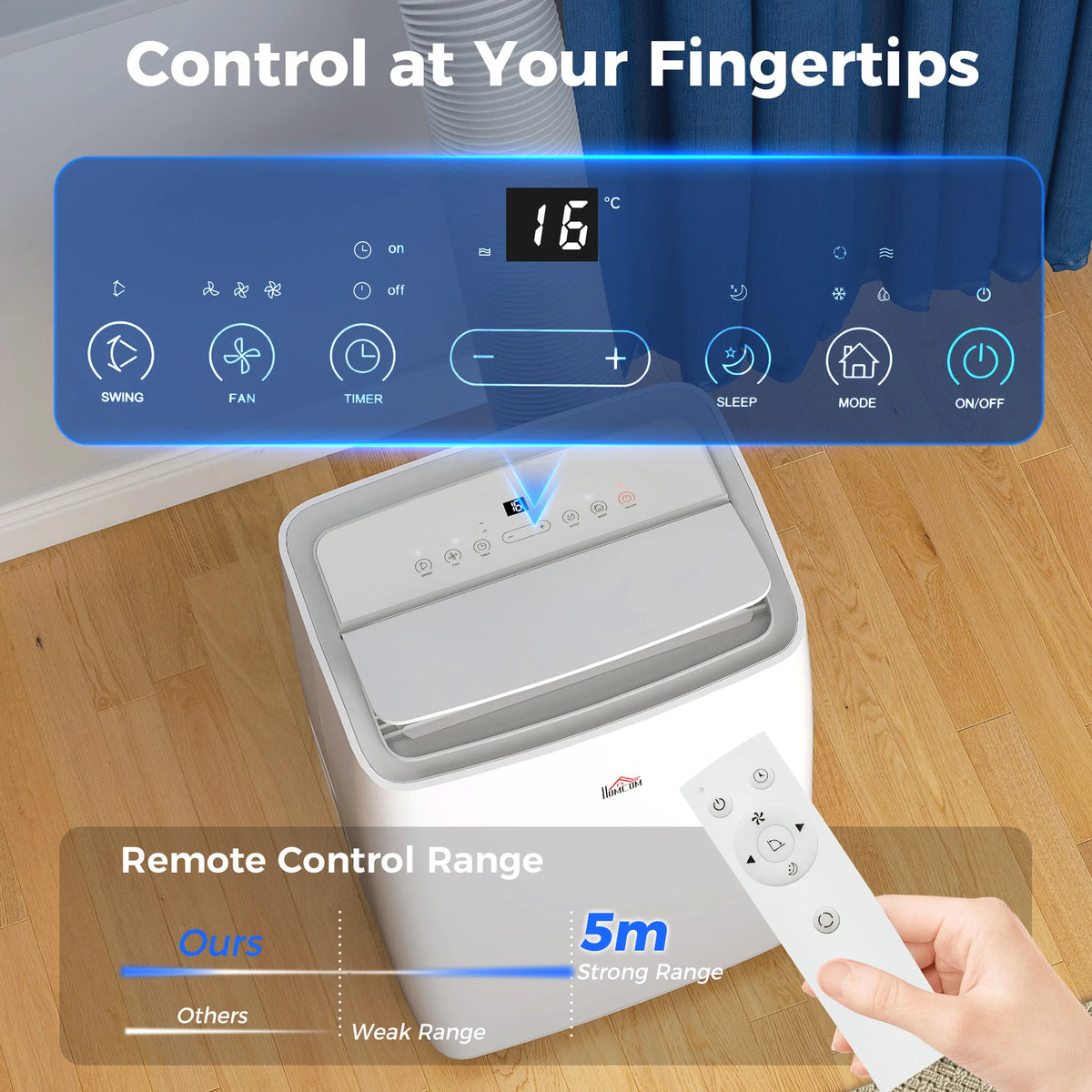 HOMCOM Portable Air Conditioner 12000 BTU, 4-in-1 Air Conditioning Unit, Dehumidifier, Cooling, Fan, Sleep Mode with 2 Speeds, Remote, LED Display, 24H Timer, Window Kit, Child Lock, 35m2, Cream