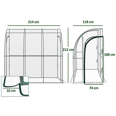 Outsunny 214cm x 118cm Walk-In Lean To Greenhouse, with Accessories