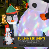 HOMCOM 6ft Inflatable Christmas Snowman with Three Penguins LED Xmas Décor Holiday Outdoor Yard Decoration