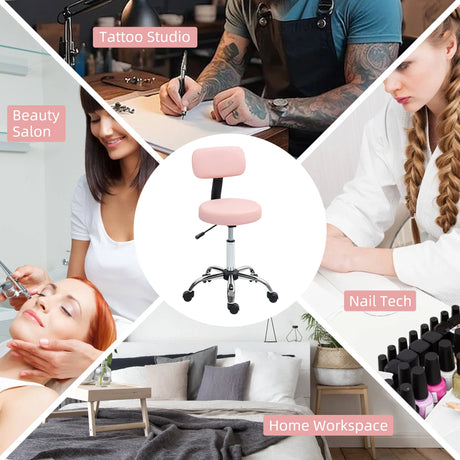 HOMCOM 360 Swivel Seat Salon Stool - Pink
