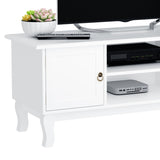 HOMCOM TV Stand for TV up to 55", 2 Doors TV Cabinet with Open Storage Shelves and Cable Management, TV Table Unit for Living Room Bedroom Entertainment Room, 120L x 45W x 50.5H, White