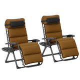Outsunny Set of Two Reclining Sun Loungers, with Cushion - Brown