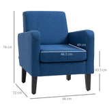 HOMCOM Linen-Look Boxy Armchair - Blue