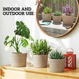 Outsunny Seagrass Planters Set of 3 Plant Pots for Indoor Outdoor Patio Balcony Natural