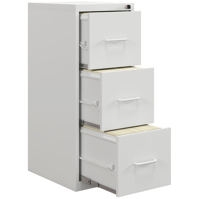 HOMCOM Three-Drawer Modern Steel Filing Cabinet - Cream