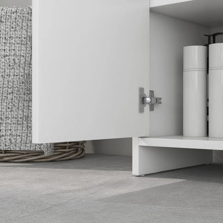 HOMCOM Under Sink Bathroom Cabinet, Freestanding Under Sink Cabinet with 2 Doors and Shelf for Basin without or with Pedestal, White