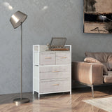HOMCOM Rustic Chest of Four Fabric Drawers - Black