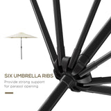 Outsunny2.6M Garden Parasol Umbrella with Tilt and Crank, Outdoor Sun Parasol Sunshade Shelter with Aluminium Frame, Cream White