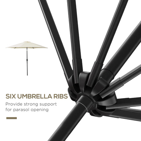 Outsunny2.6M Garden Parasol Umbrella with Tilt and Crank, Outdoor Sun Parasol Sunshade Shelter with Aluminium Frame, Cream White