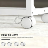 HOMCOM C-Shaped Sofa Side Table, Height Adjustable Overbed Table with Tilting Desktop, Mobile Laptop Desk for Living Room Bedroom, Oak and White