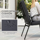 Outsunny 5 Pieces Outdoor Square Garden Dining Set w/ Tempered Glass Dining Table 4 Cushioned Armchairs, Umbrella Hole, Black