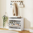 HOMCOM Shoe Storage with Seat, Upholstered Entryway Bench, Shoe Bench with 1 Flip Drawer and 4 Vents for 5 Pairs of Shoes
