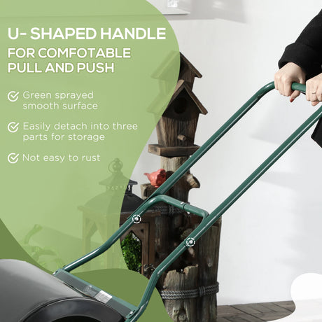 Outsunny 50cm Steel Garden Lawn Roller Push Pull w/ Fillable Cylinder Water Sand Plug Lawn Flatten Seed Sow Rolling Drum w/ Handle