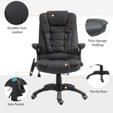 HOMCOM Executive Office Chair with Massage and Heat, High Back PU Leather Massage Office Chair with Adjustable Height, Black