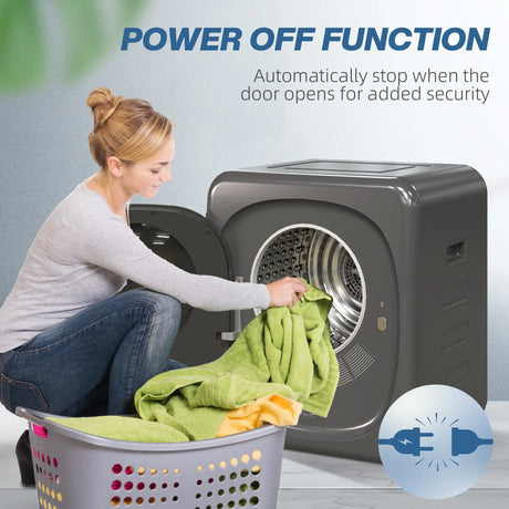 HOMCOM 4kg Vented Tumble Dryer with Deodorize, Smart Mode, 800W Compact Tumble Dryer with Stainless Steel Tub, Front Load, for Flat, Home, RVs, Grey