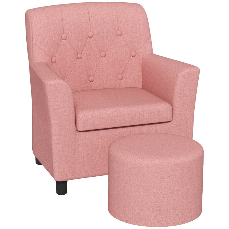 AIYAPLAY 2PCs Kids Sofa Set with Footrest, for Playroom, Bedroom, Pink