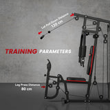 SPORTNOW Weights Machine, Multi Gym with 45kg Weight Stack, Compact Home Gym Leg Press Machine for Full Body Training