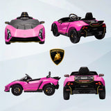 AIYAPLAY 12V Lamborghini Autentica Licensed Kids Electric Car with Remote Control, Four Suspension Wheels, Soft Start, Pink