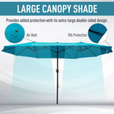 Outsunny 4.6m Double Garden Parasol - Sky Blue