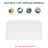 PawHut Pet Playpen DIY Small Animal Cage Open Enclosure Portable Plastic Fence 12 Panels for Hedgehog Guinea Pig White