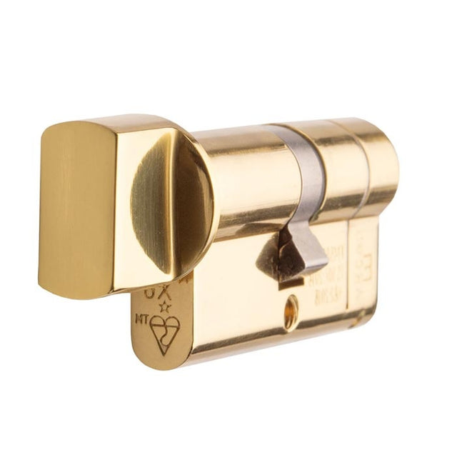 MPX6 80MM EURO CYLINDER & TURN- KTD - POLISHED BRASS - EACH