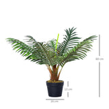 Outsunny 60cm/2FT Artificial Palm Tree Decorative Plant 8 Leaves with Nursery Pot, Fake Tropical Tree for Indoor Outdoor Décor