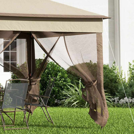 Outsunny 3 x 3(m) Pop Up Gazebo with Netting and Carry Bag, Party Tent Event Shelter for Garden, Patio - Khaki