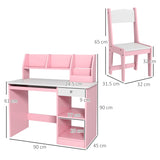 ZONEKIZ Two-Piece Kids Desk and Chair Set with Storage, for Ages 5-8 Years - Pink