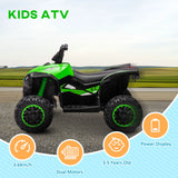 HOMCOM 12V Ride-On Quad Bike, with Music, Horn, LED Lights, for Ages 3-5 Years, Green
