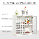 HOMCOM Modern Wine Cabinet Cupboard with Glass Door, Glass Holder & 20-Bottle Wine Rack for Living Room, Home Bar, Dining Room