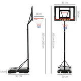 SPORTNOW 2.6-3.1m Adjustable Basketball Hoop and Basketball Stand w/ Backboard and Weighted Base, Portable on Wheels, Black