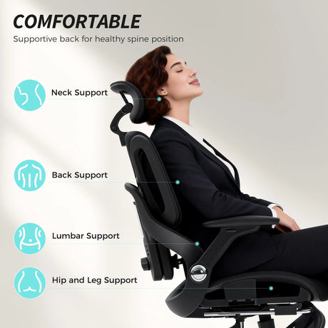 HOMCOM Ergonomic Office Chair, High Back Mesh Desk Chair, Black