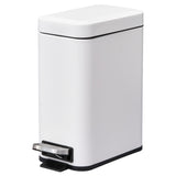 HOMCOM 5L Rectangular Compact Bin Steel Body Removable Bucket Quiet-Close Lid w/ Pedal Lid Rubbish Trash Can Home Office Bedroom Bathroom Living Room Garbage Tidy Clean White